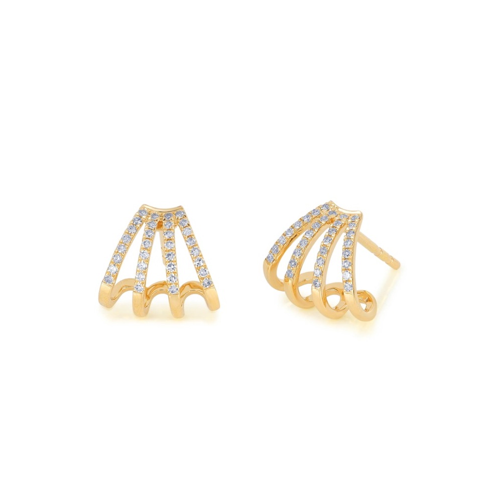 EF collection Diamond Multi Gold Huggie Earrings